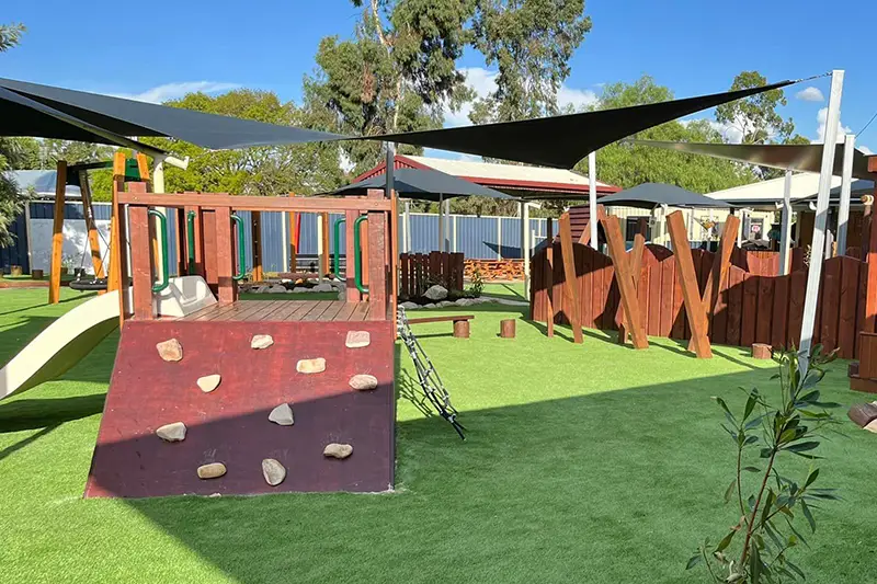 Outdoor playground at Busy Bees Early Learning located at Chinchilla