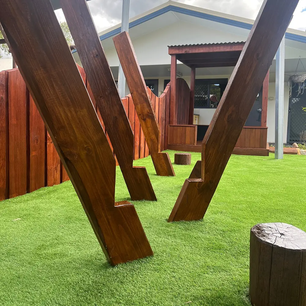 Timber playground equipment at Chinchilla childcare