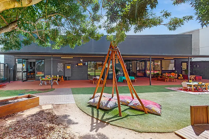 Teepee in outdoor playground at Toowoomba childcare