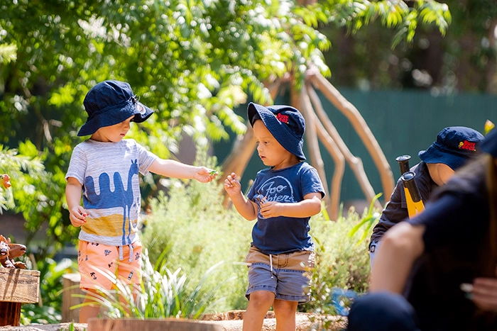 Children in garden at child care centre