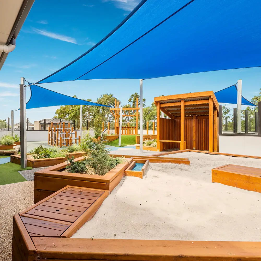 Sandpit in shaded playground at Altona Meadows Childcare centre