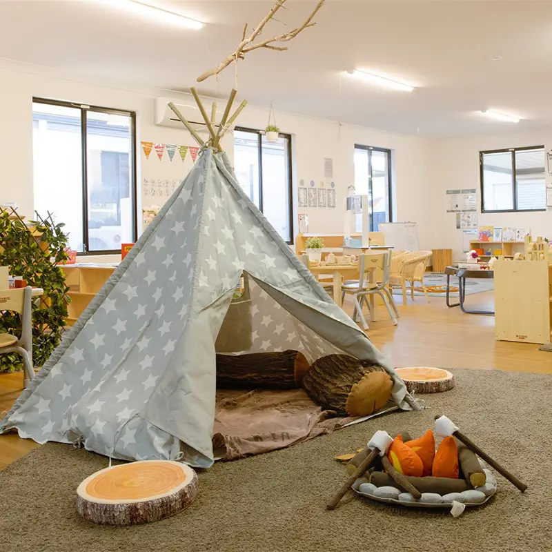 Fabric teepee at Busy Bees at Baldivis South preschool