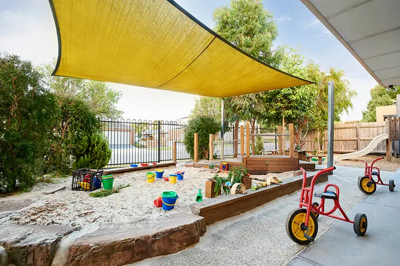 sandpit with shade cloth cover