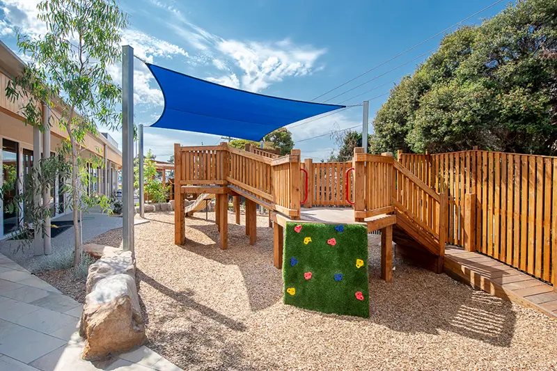 Timber playground equipment at Craigieburn preschool