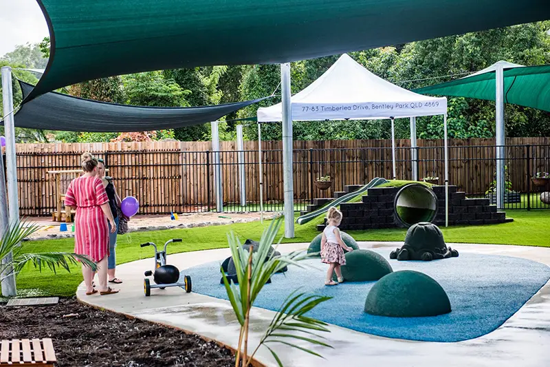 Outdoor water play area at day care in Bentley Park, Cairns