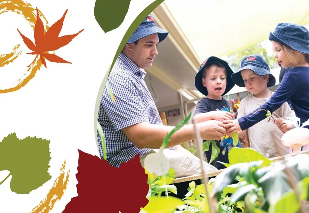 Early Childhood Educator with children in the garden