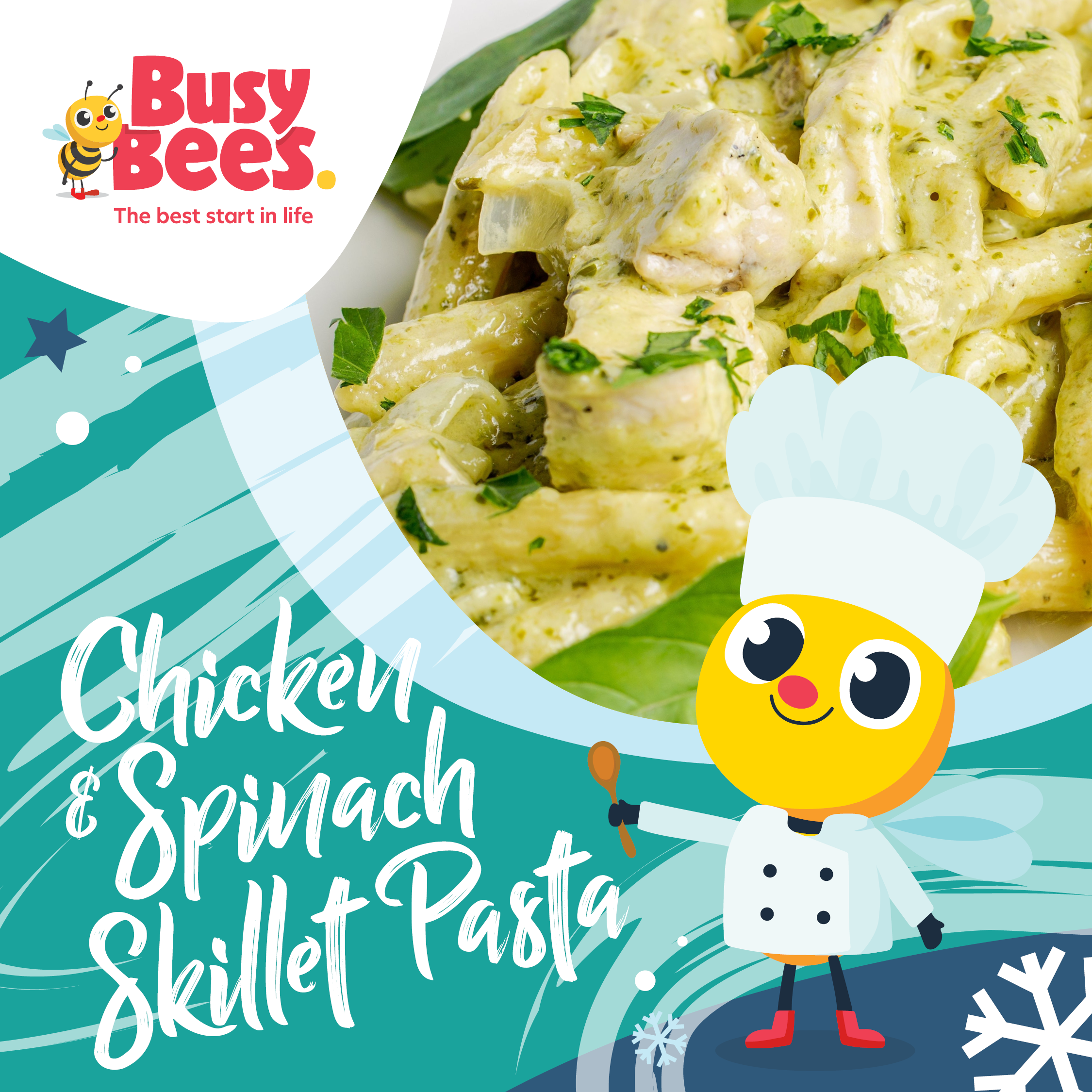 Chicken and spinach skillet pasta