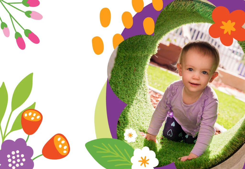 Toddler crawling through tunnel