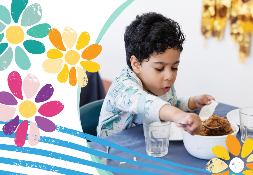 Child eating healthy food