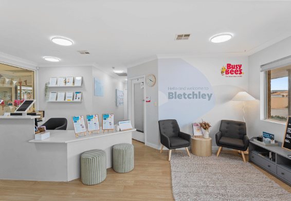Reception area with seating and welcome space.