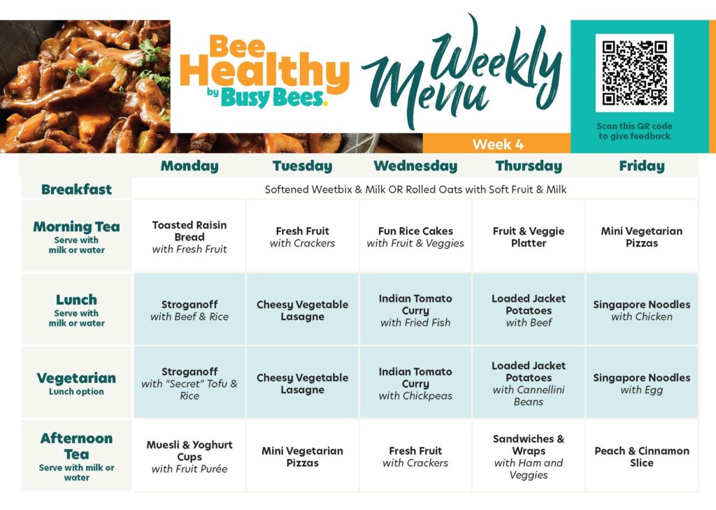 Childcare Menu planner week 4_Autumn Winter Menu 1-6 years